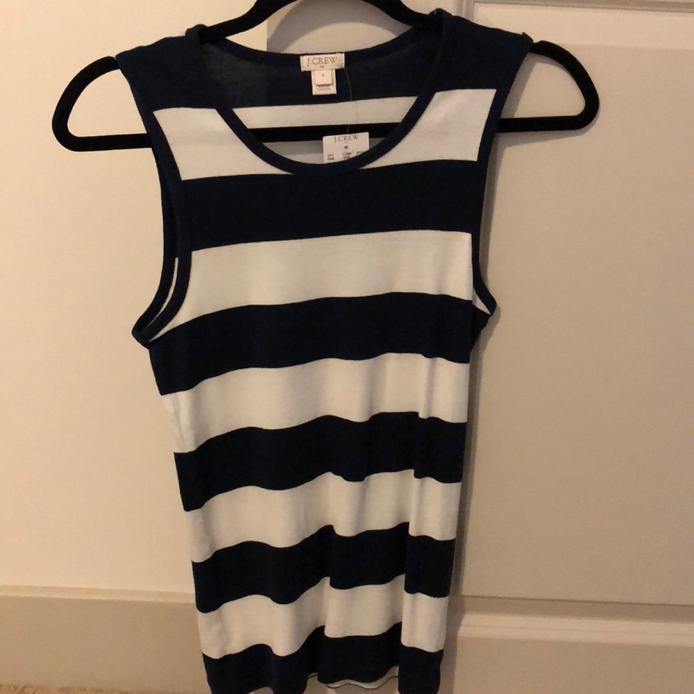 J Crew navy and white tank top